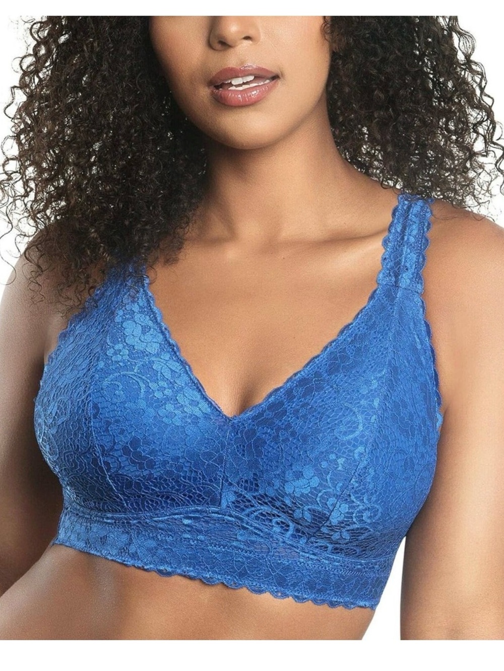 Parfait Women's Adriana Wire-Free Lace Bralette Style P5482 - Sapphire 38DD